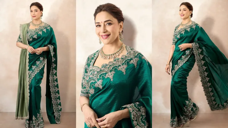 Glamourous Madhuri Dixit is Redefining Royal Glamour in Emerald Elegance