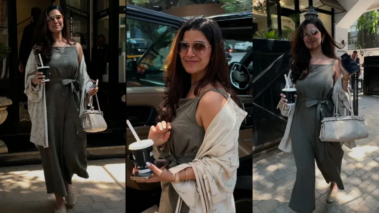Nimrat Kaur Summer Chic: Mastering Effortless Style with a Striped Jumpsuit and Prada Bag