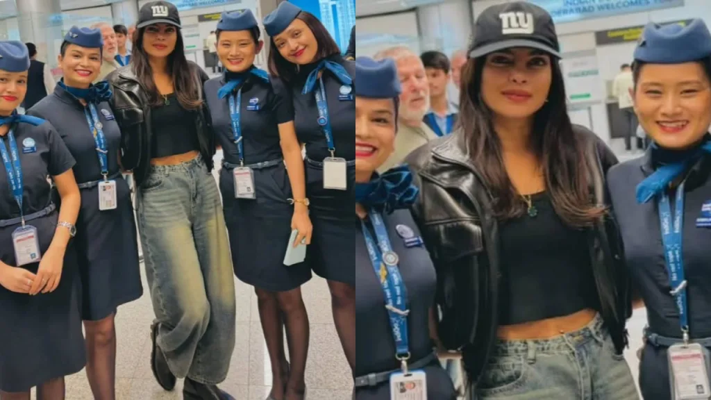 pks 2 Priyanka Chopra Jonas Rocks Biker-Chic Look: Leather Jacket and Rs 4K NY Giants Hat Turn Heads at Airport