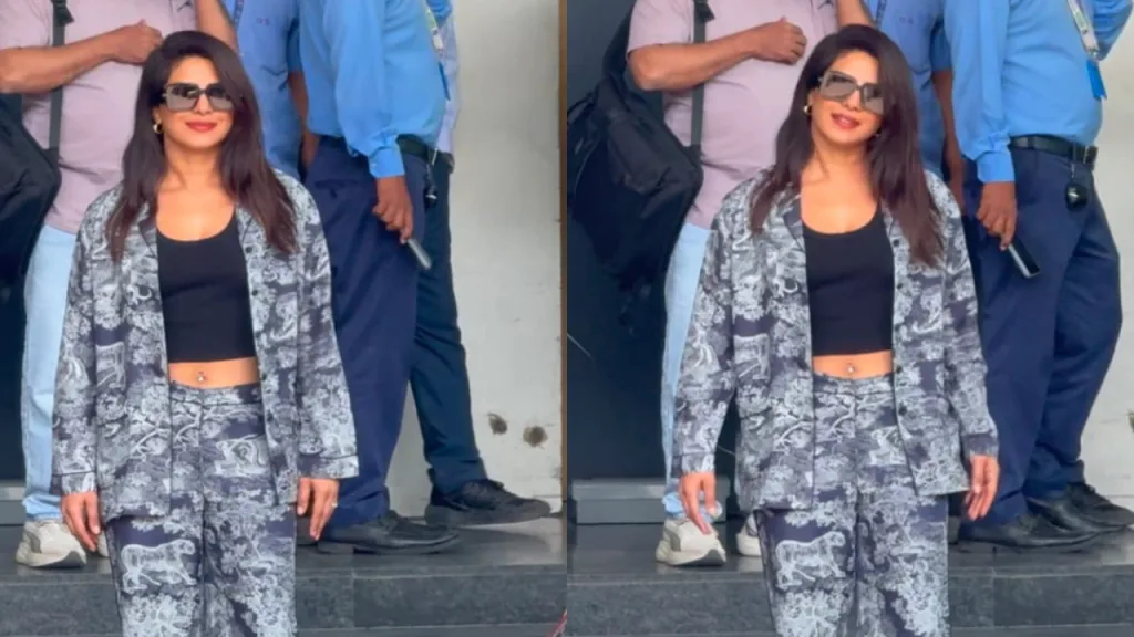prcs 2 Priyanka Chopra 2.4 Crore Airport Bling: Desi Girl Dazzles with Diamond Belly Ring in Chic Co-ord Set