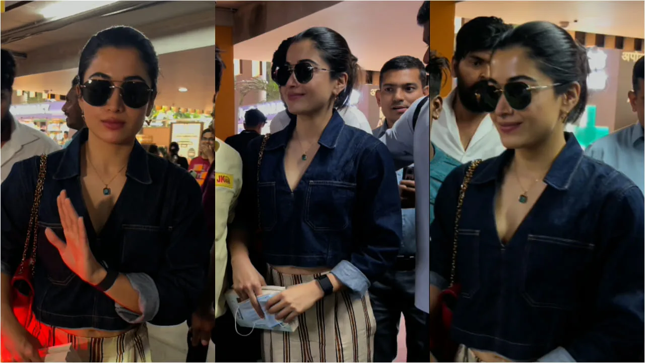 Rashmika Mandanna Chic Airport Look: How to Nail Korean Fashion with Striped Pants