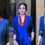Raveena Tandon Blue-tiful Moment: Redefining Ethnic Glamour in One Stunning Jumpsuit