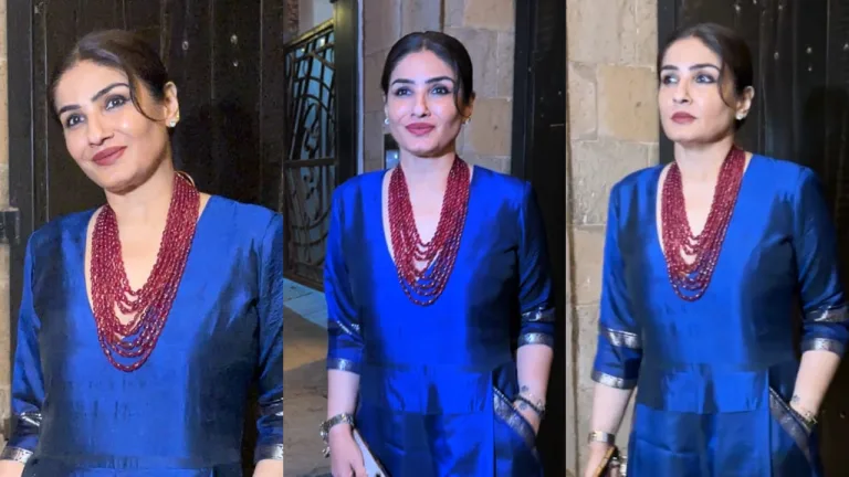 Raveena Tandon Blue-tiful Moment: Redefining Ethnic Glamour in One Stunning Jumpsuit