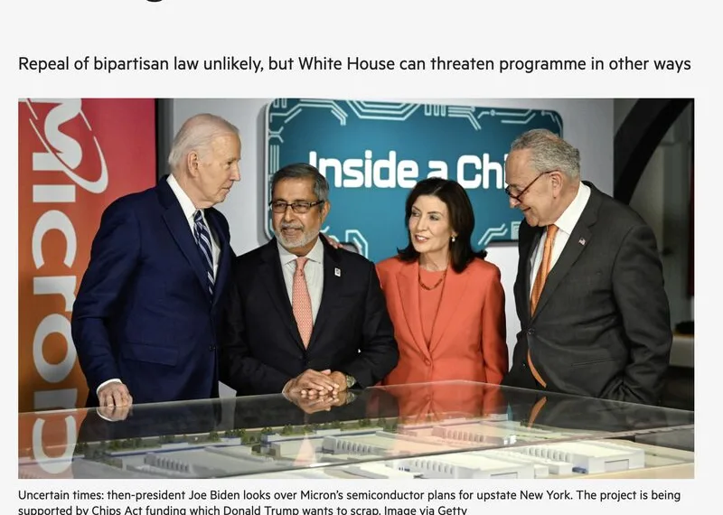 US CHIPS Act: Trump Administration Plans to Scrap Semiconductor Law