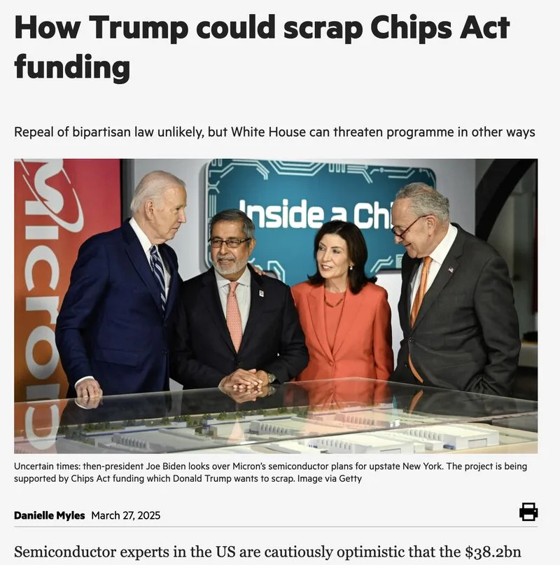US CHIPS Act: Trump Administration Plans to Scrap Semiconductor Law