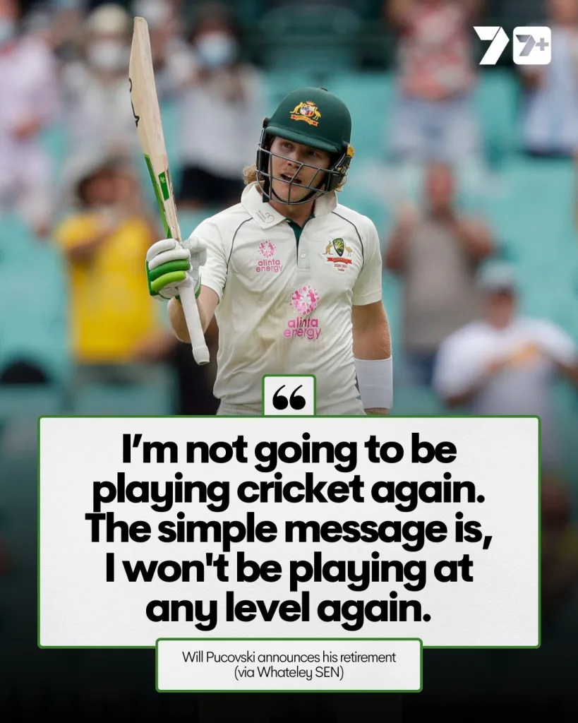 Will Pucovski Bids Farewell to Cricket Amid Ongoing Concussion Struggles 4 Will Pucovski Announces Retirement From Cricket Will Pucovski Bids Farewell to Cricket Amid Ongoing Concussion Struggles