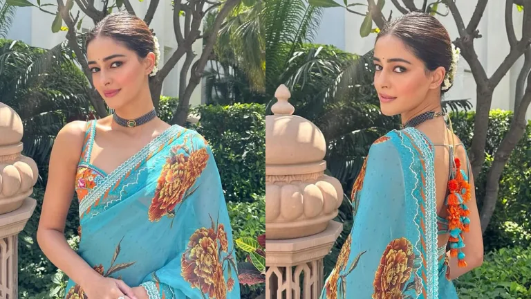 Ananya Panday Ethereal Blue Saree Look Sets a New Trend in Bollywood Fashion