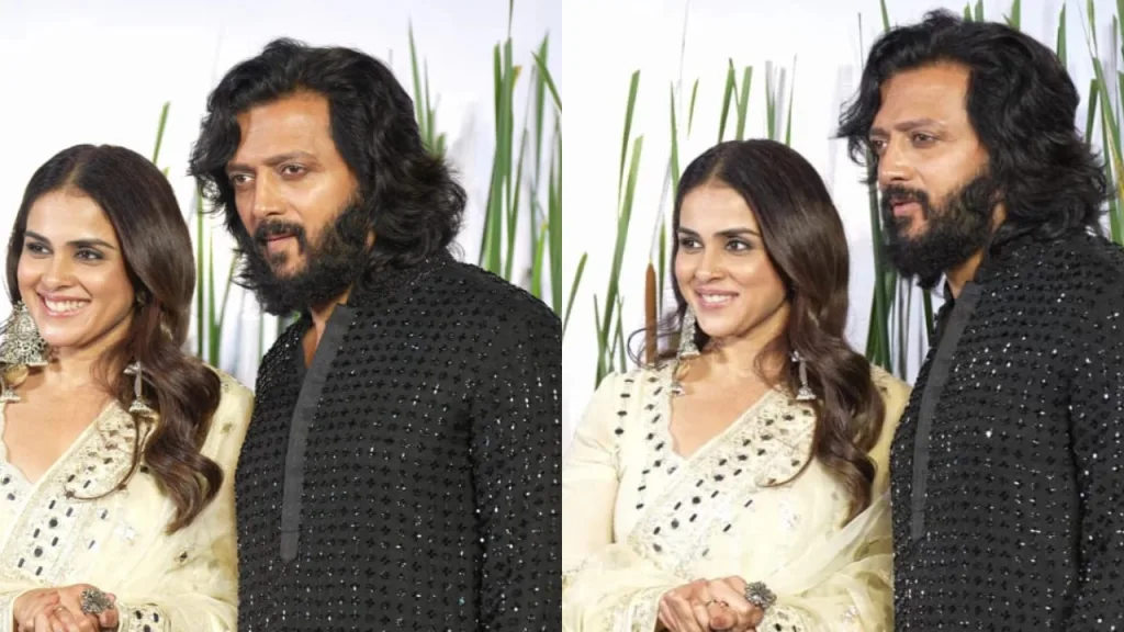 genenss 1 Genelia and Riteish Deshmukh Stun in Traditional Elegance at Arpita Khan's Eid 2025 Bash