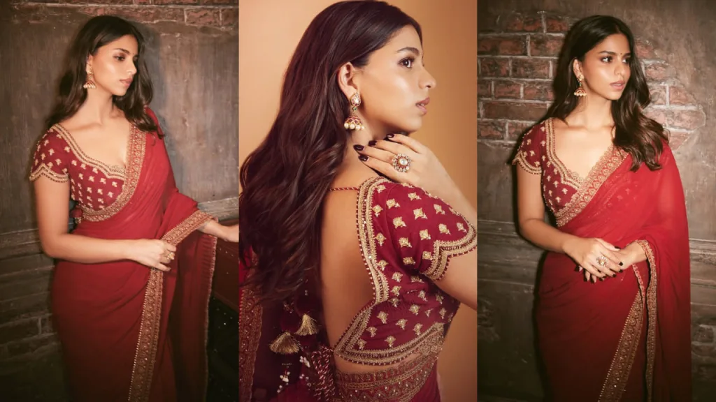 Suhana Khan Saree Revolution: 5 Head-Turning Looks from Corset to Strappy Blouses 3 image 1195 Suhana Khan Saree Revolution: 5 Head-Turning Looks from Corset to Strappy Blouses