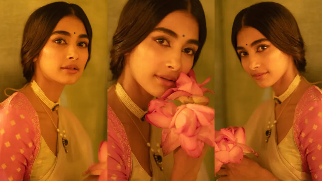 Pooja Hegde Retro Revival: Channeling Raja Ravi Varma in a Lotus-Pink Saree 2 image 2008 Pooja Hegde Retro Revival: Channeling Raja Ravi Varma in a Lotus-Pink Saree