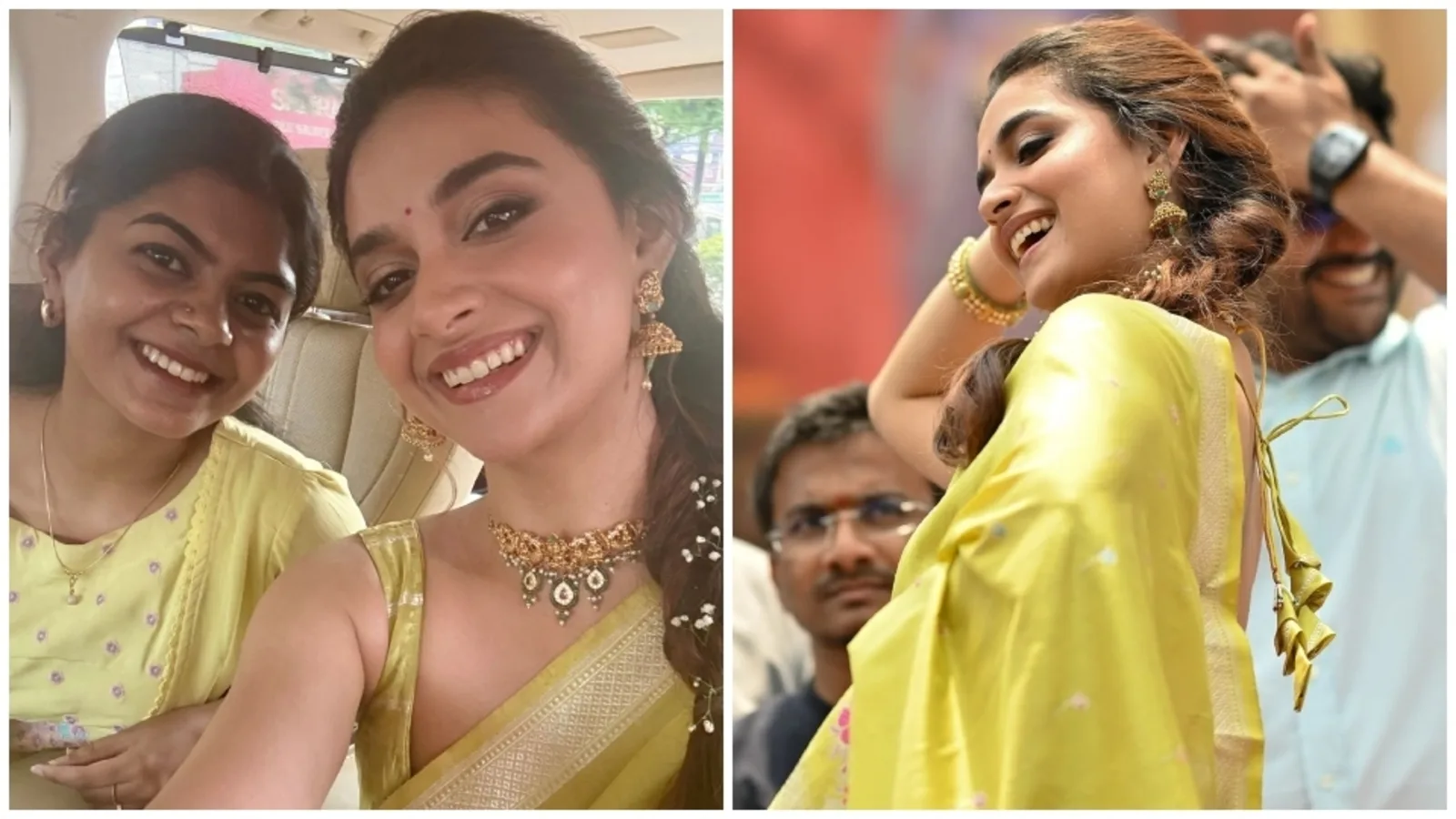 Keerthy Suresh Flower Braid and Green Silk Saree: Your Haldi Ceremony Style Guide