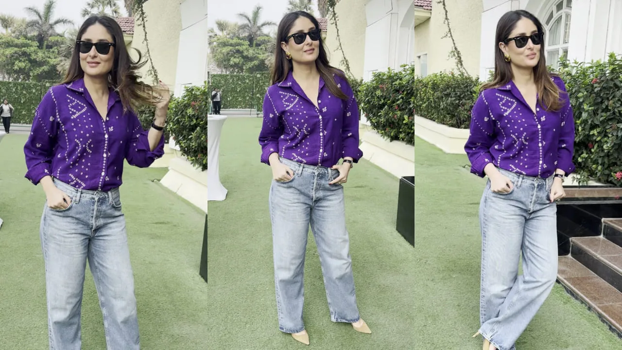 Kareena Kapoor Khan Purple Reign: Slaying Indo-Western Chic in a ₹6,499 Bandhani Shirt