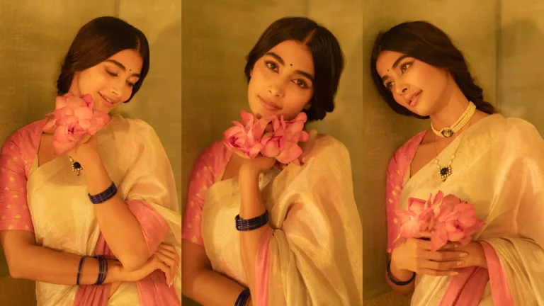 Pooja Hegde Retro Revival: Channeling Raja Ravi Varma in a Lotus-Pink Saree