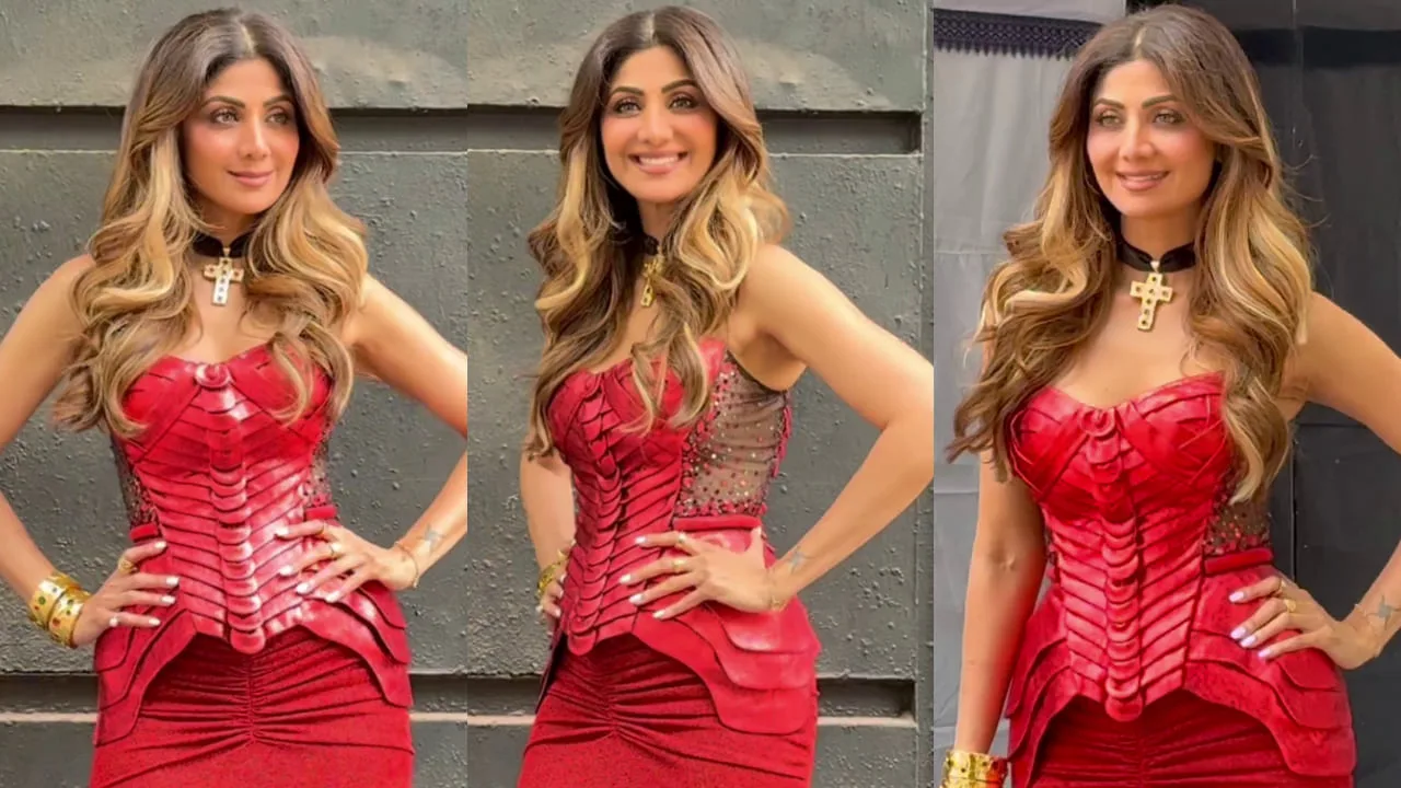 Shilpa Shetty Stuns in Red Hot Corset and Drape Skirt: The Ultimate Sangeet Party Look