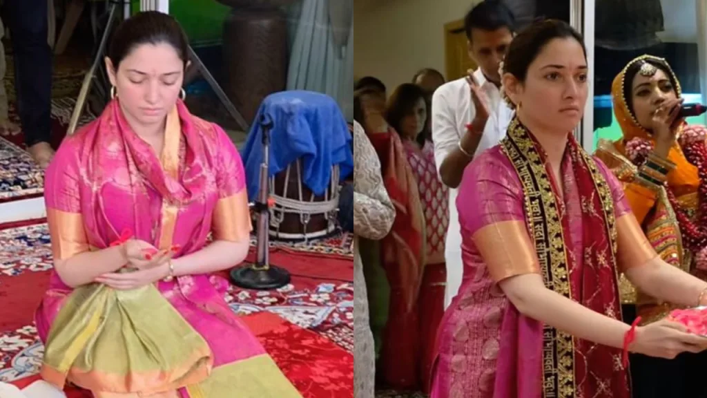 tamansas 2 Tamannaah Bhatia Navratri Elegance: South Indian Flair Meets Festive Glamour in Pink and Gold