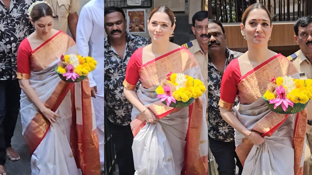 Tamannaah Bhatia Traditional Temple Style: South Indian Saree With Gajra-Adorned Bun