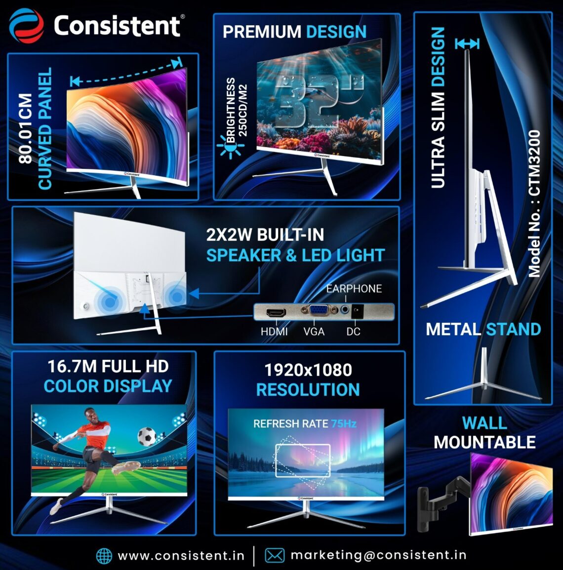 Consistent Led Monitor Discover the New 32-Inch Curved LED Monitor Frameless by Consistent ...