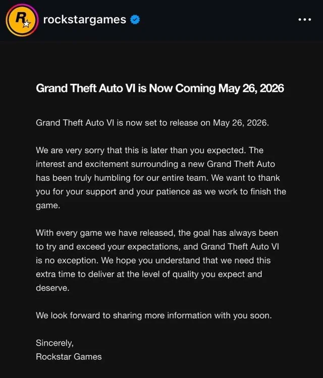 GTA VI Release Date Delayed to May 2026 as Rockstar Prioritizes Quality 2 GTA VI 4 GTA VI Release Date Delayed to May 2026 as Rockstar Prioritizes Quality