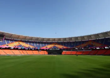FILE PHOTO: Cricket - World Cup - Previews - Narendra Modi Stadium, Ahmedabad, India - October 4, 2023 General view inside the stadium before the first game in the World Cup REUTERS/Andrew Boyers/File photo