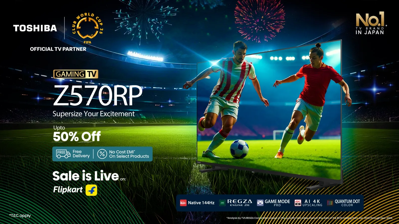 Toshiba Launches Z570RP Gaming TV with AI-Powered REGZA Engine at ₹42,999