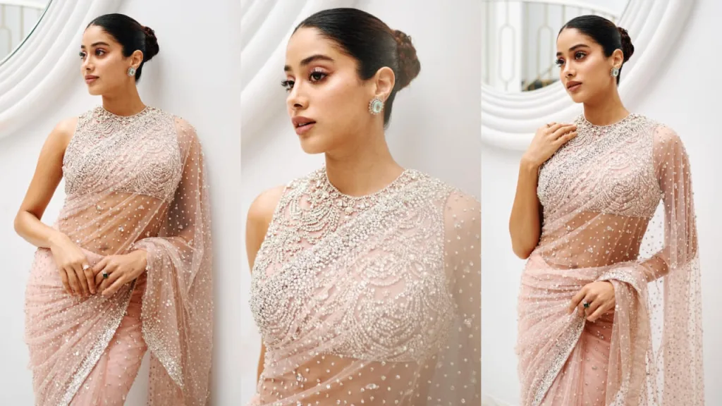 image 164 Janhvi Kapoor Sheer Saree Blouses: Redefining Ethnic Glamour, One Drape at a Time