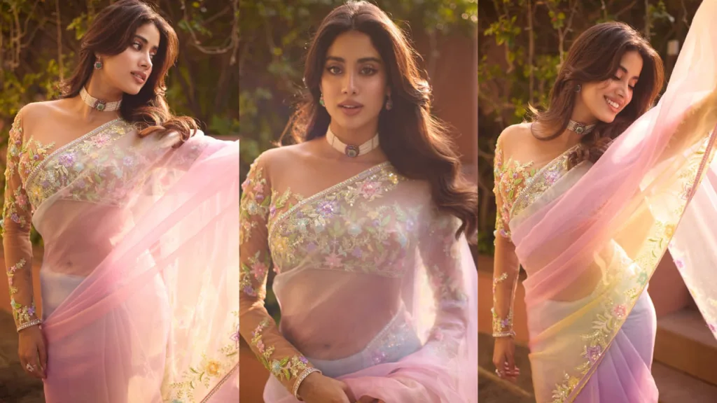 image 166 Janhvi Kapoor Sheer Saree Blouses: Redefining Ethnic Glamour, One Drape at a Time