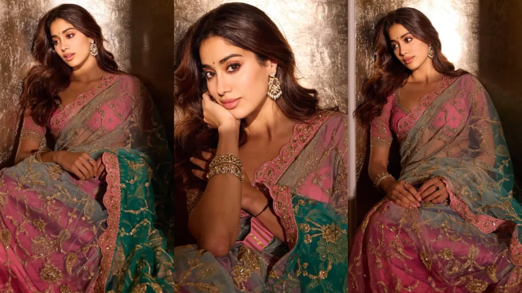 image 167 Janhvi Kapoor Sheer Saree Blouses: Redefining Ethnic Glamour, One Drape at a Time