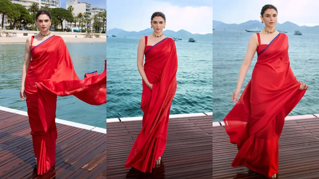 Aditi Rao Hydari’s Cannes 2025 Look: Sindoor, Red Saree, and the New Bride’s Global Moment 1 Aditi Rao Hydari