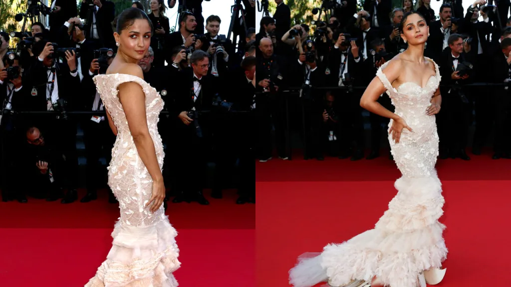 Cannes Film Festival 2025: Alia Bhatt’s Schiaparelli Nude Off-Shoulder Gown Redefines Fairytale Glamour 2 Image