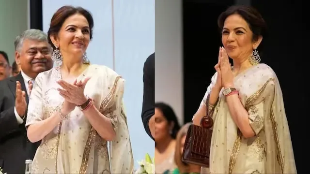 Nita Ambani’s Golden Accented Beige Kurta Set at DAIS Graduation Ceremony: A Timeless Ethnic Elegance Redefined 1 Nita Ambani
