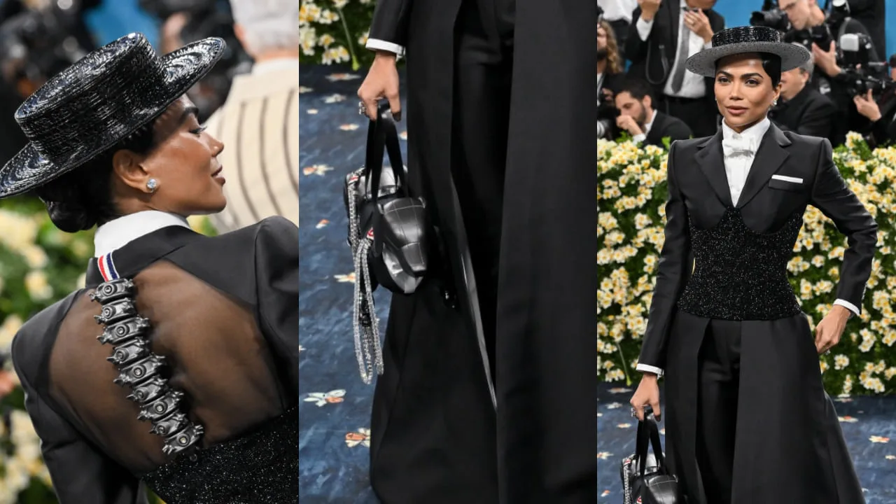 Mona Patel Met Gala 2025 Moment: AI Meets Couture with Robotic Dog and Custom Thom Browne