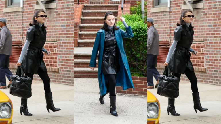 Selena Gomez Channels Sassy Movie Character Vibes in a Hot Leather Dress and Black Boots