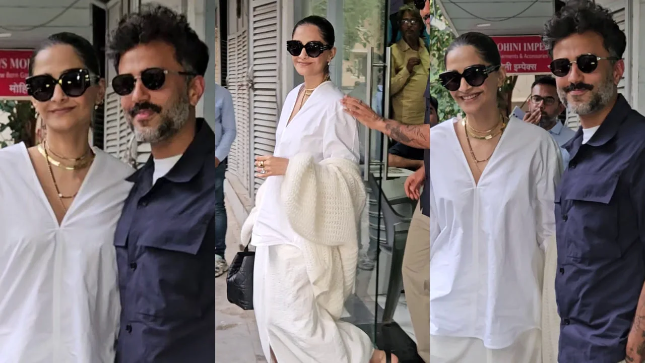 Sonam Kapoor Elegant Mangalsutra Look with White Cotton Outfit and Rs 3.6 Lakh Dior Bag