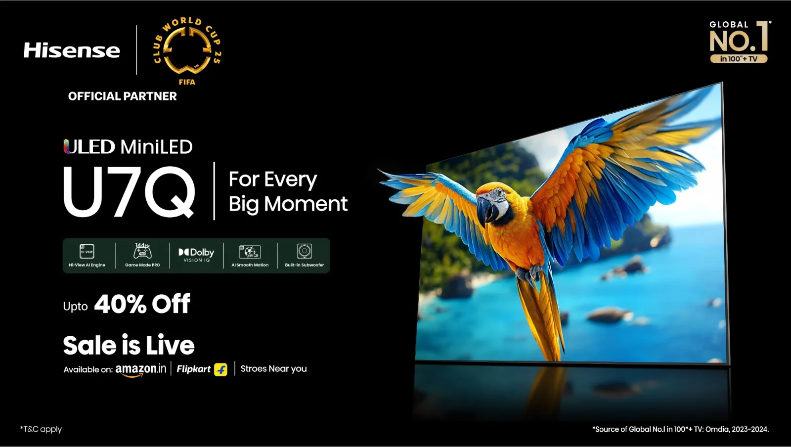 Hisense U7Q Mini-LED TV Launches in India: AI-Powered 144Hz Gaming Beast Starting at ₹59,999!