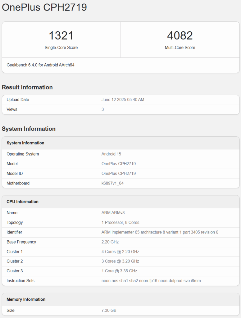 OnePlus Nord CE 5 Spotted on Geekbench with Dimensity 8350 3 Oneplus nord ce 5 1