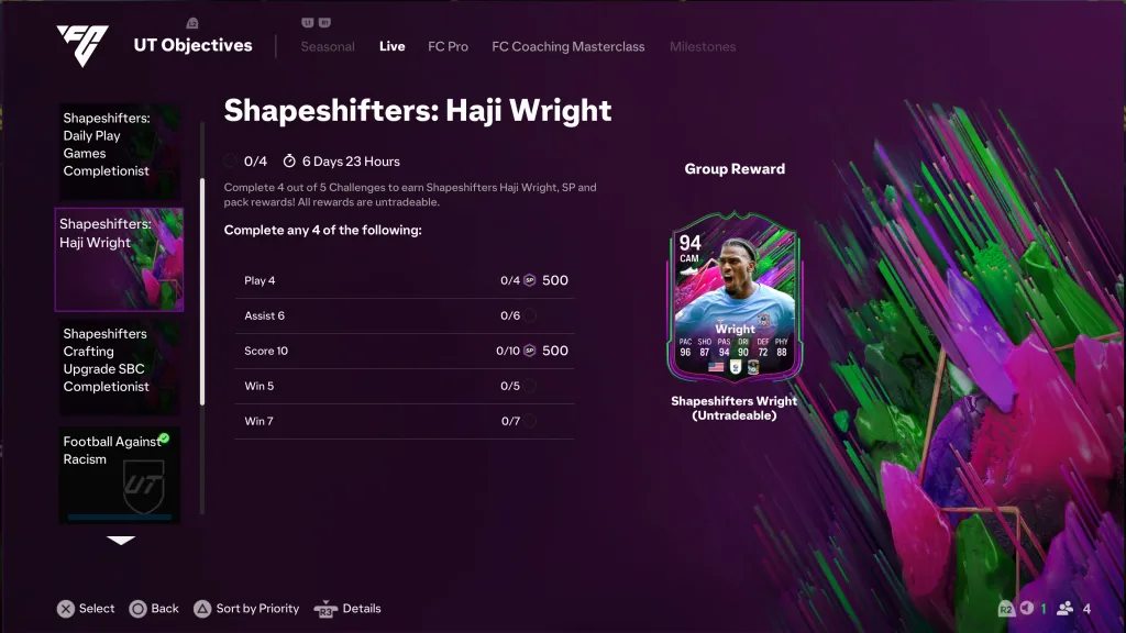 EA FC25 Shapeshifters Haji Wright Objective: Complete Tasks Guide & 94-Rated Rewards 3 Image