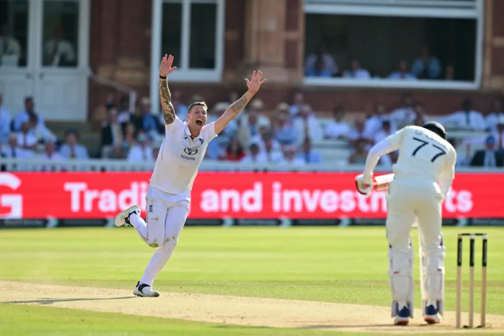 Brydon carse beat shubman gill's inside edge to have him lbw,jul 13, 2025.afp,getty images