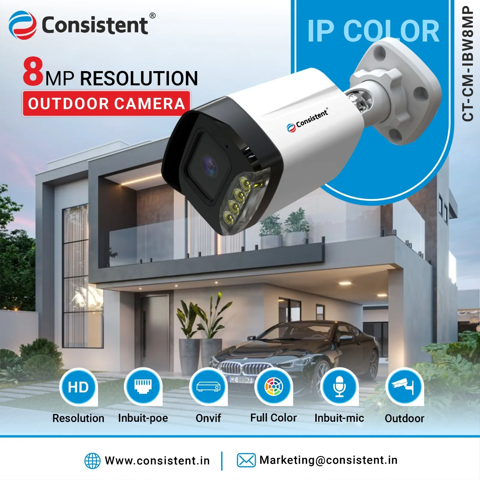 Consistent Launches 8MP IP Color Outdoor Camera at ₹5,999: Full-Color Night Vision for Enhanced Security