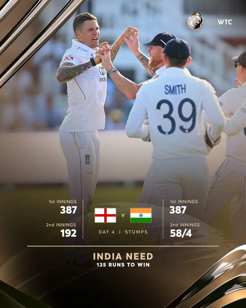 England vs india 3rd test day 4