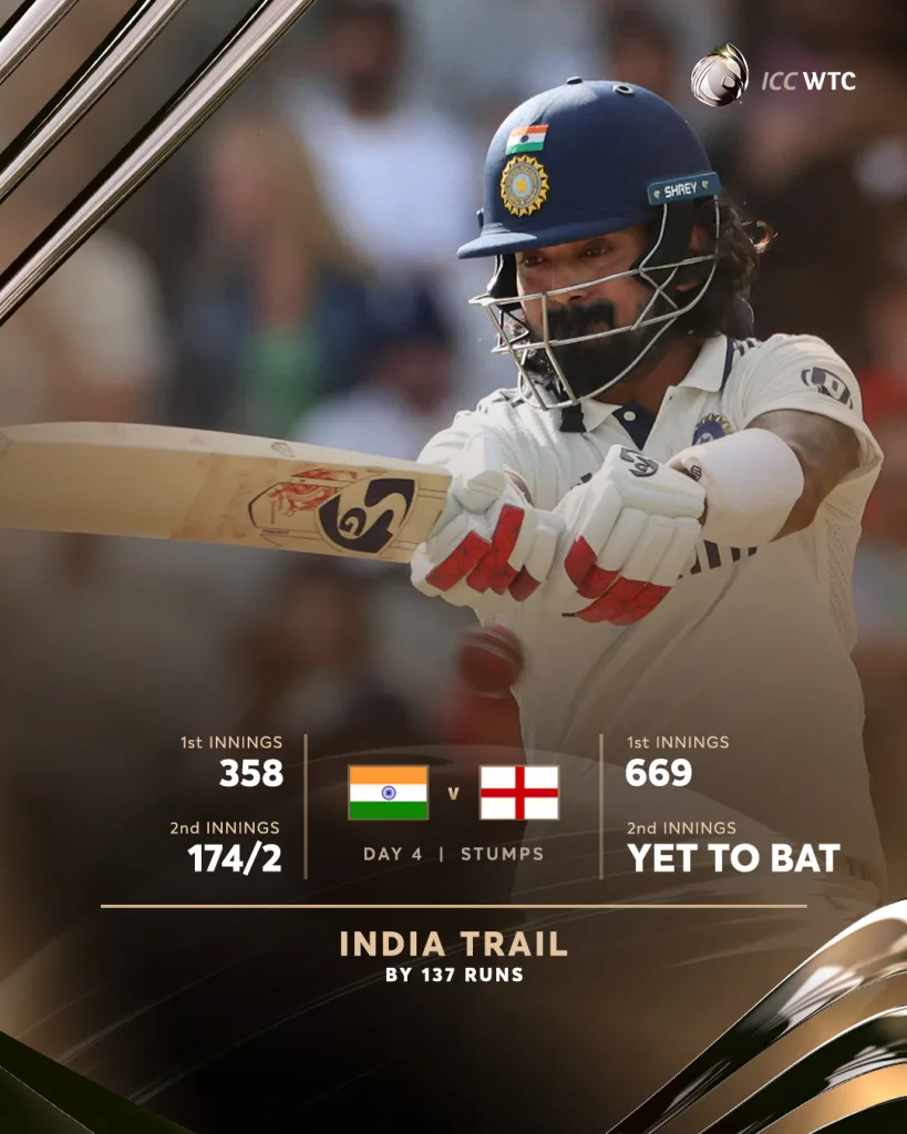 England vs India 4th Test Day 4: Match Report as Gill-Rahul Masterclass Sparks Indian Resistance on Gripping Day Four at Old Trafford 1 England vs india 4th test day 4