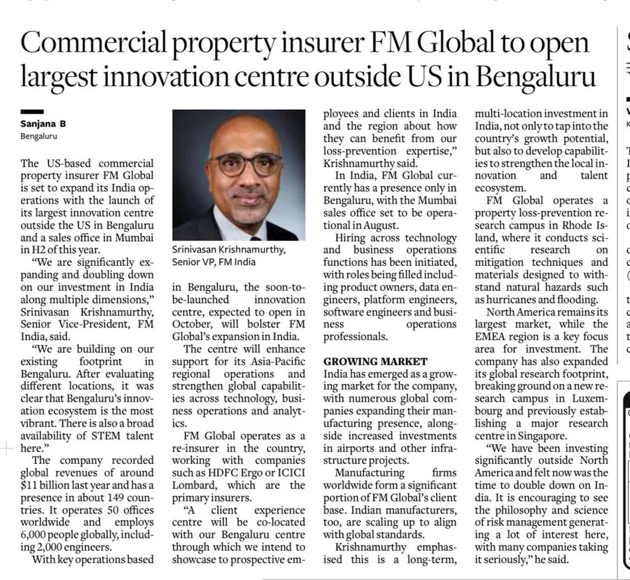 FM Global Opens Largest Office Outside US in Bengaluru in 2025 2 Fm global 1
