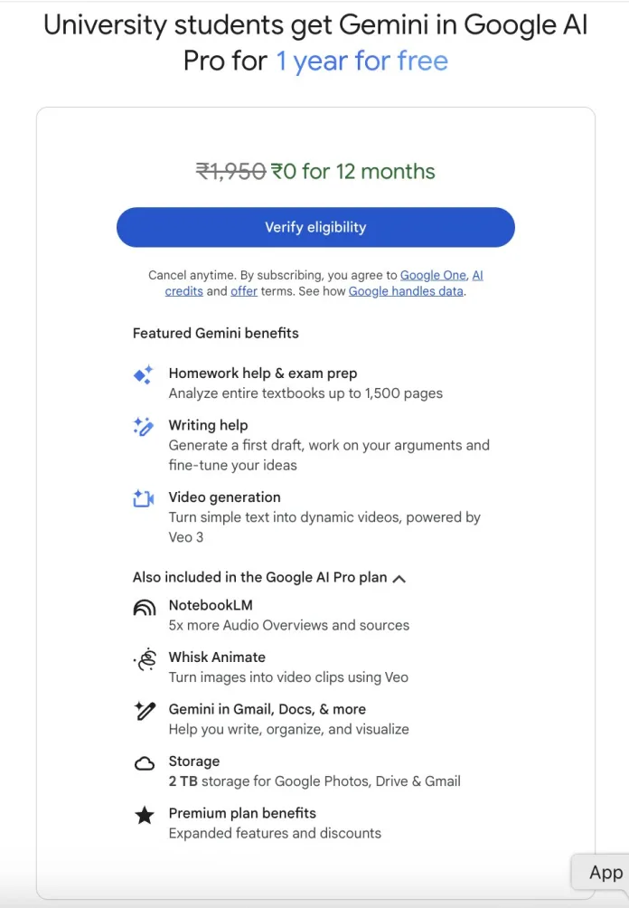 Gv5U4MLWkAANawo Google Offers Free Gemini AI Pro Plans Worth ₹19,500 to Students