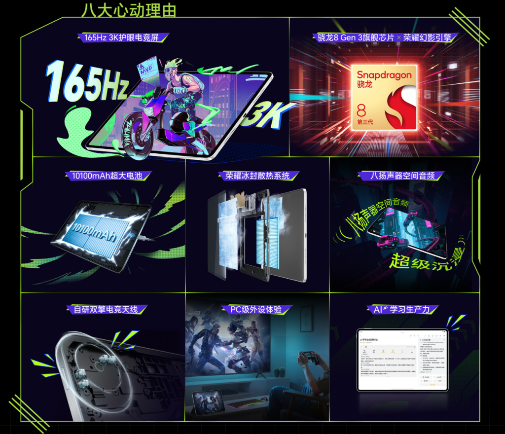 HONOR Pad GT 2 Pro Gaming Tablet Announced with Snapdragon 8 Gen 3 and 8-Speaker Audio Setup