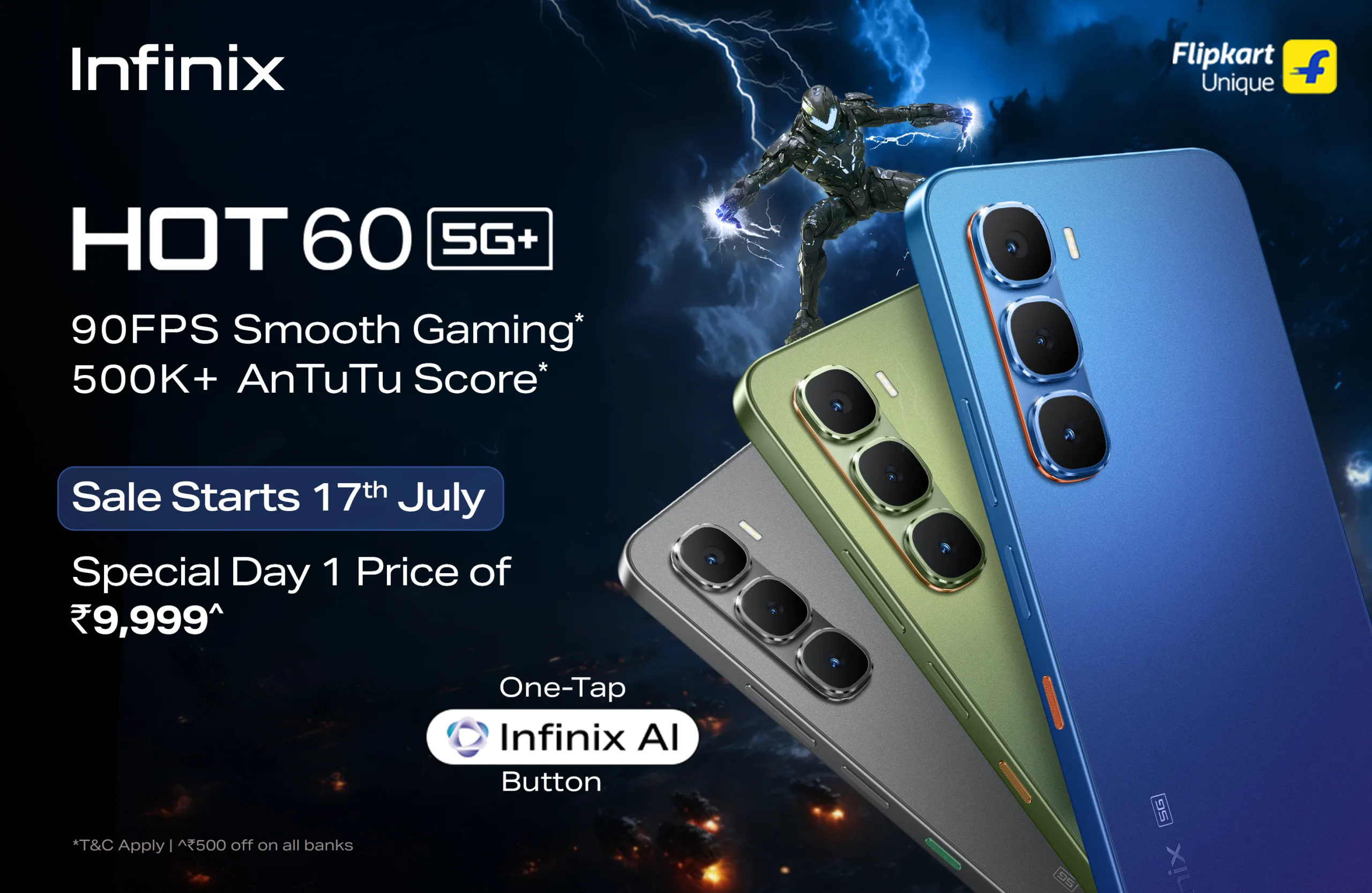 Infinix HOT 60 5G+ Launches: India's Slimmest Gaming Phone with AI Button at Just ₹9,999