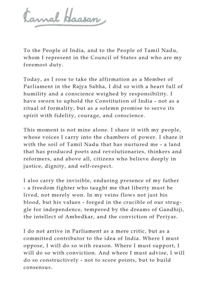 Kamal Haasan Becomes Rajya Sabha MP, Takes Oath in Tamil 2 Kamal haasan