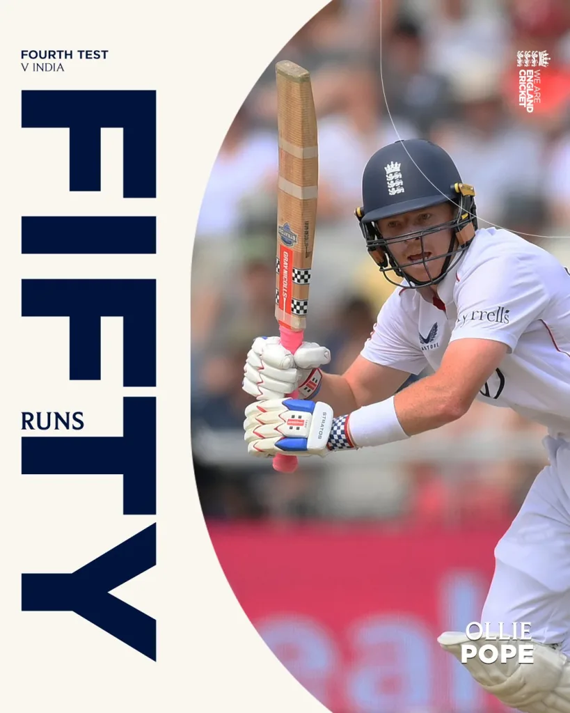 England vs India 4th Test Day 3: Match Report as Root’s Magnificent 150 Leads England’s Charge into Commanding Position 3 Ollie pope