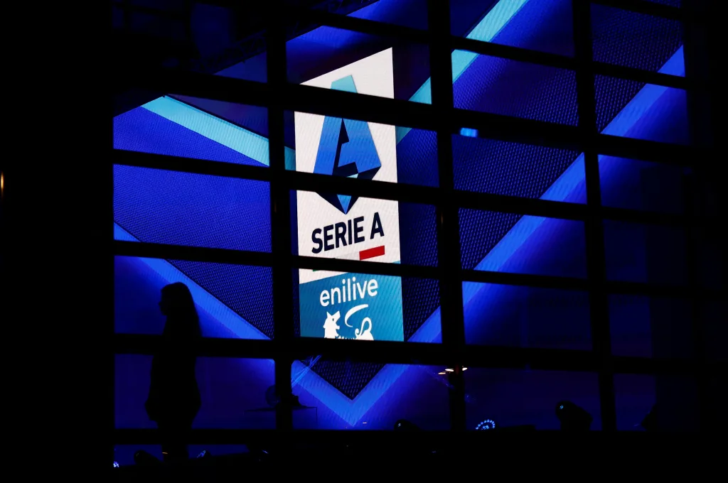 File photo: the logo of serie a football league is displayed in rome