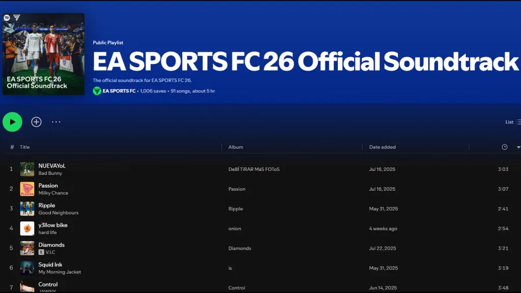 Ea fc 26 soundtrack 1