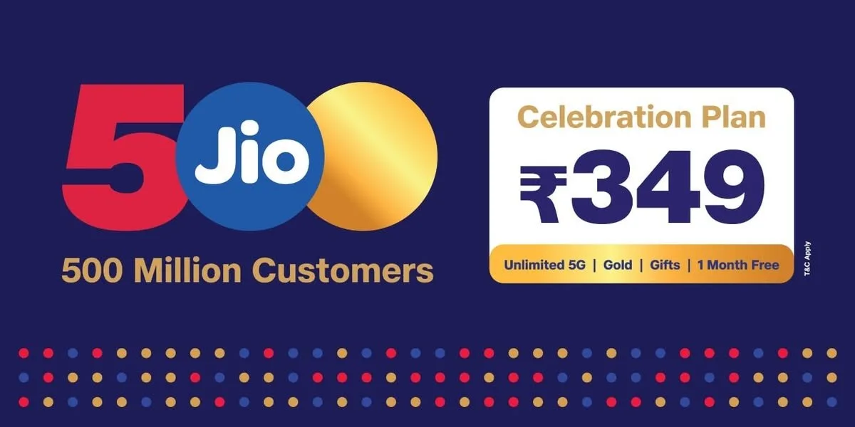 Jio Launches ₹349 Celebration Plan: 500 Million Customers Milestone with Unlimited Benefits
