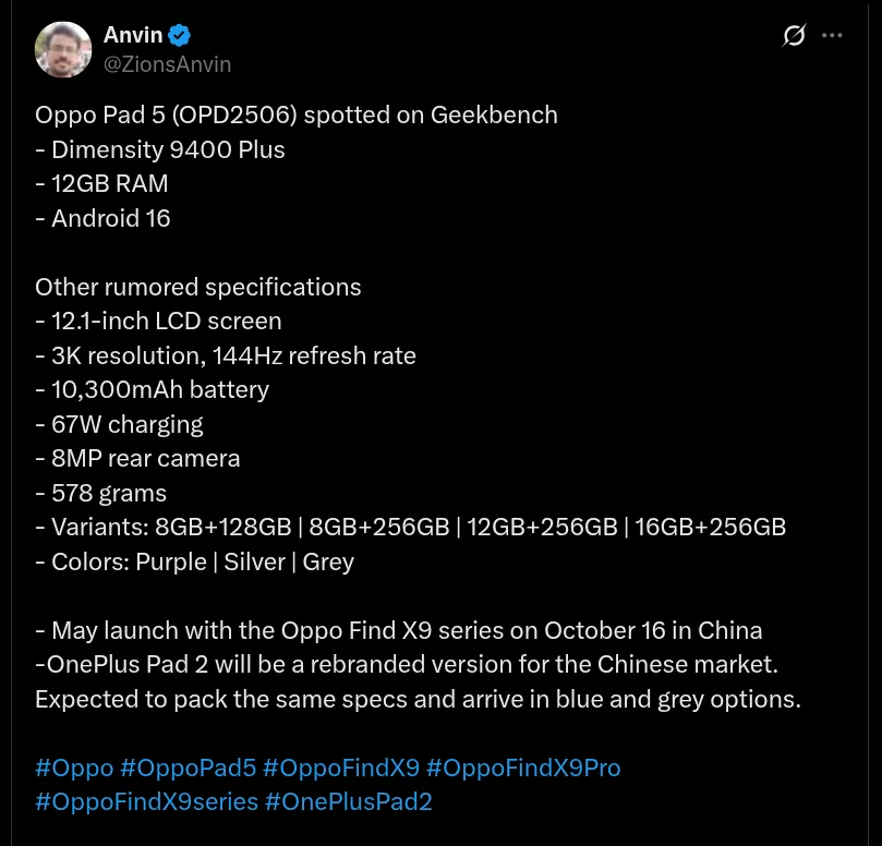 Oppo pad 5 1